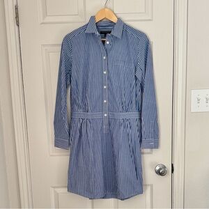 Banana Republic Navy Striped Long Sleeve Dress